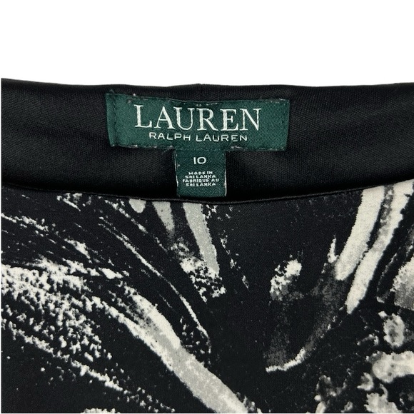 Lauren Ralph Lauren Boatneck Black & White Midi Floral Print Dress Sz: 10 - Picture 5 of 13